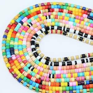 Large Tila Tile Choker Necklace- Multicolor Stack-(16.5 inches, 8.25 Inches)  - Wholesale Pricing Enamel Tile Beads