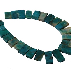 20-30mm Blue Green Graduated Jasper Top Drilled Rectangle Gemstone Bead Strand (16 Inches Long)