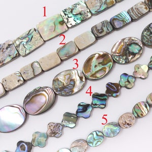 Fio de contas de concha de abalone (15,5 polegadas de comprimento)