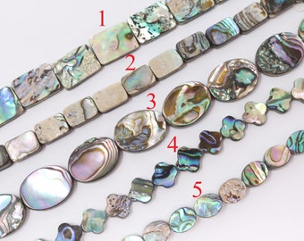 Collar de cuentas de concha de abulón (15,5 pulgadas de largo)