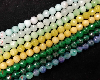 8mm Round Faceted Jade / Agate Gemstone Bead Strand ( 16 Inch)
