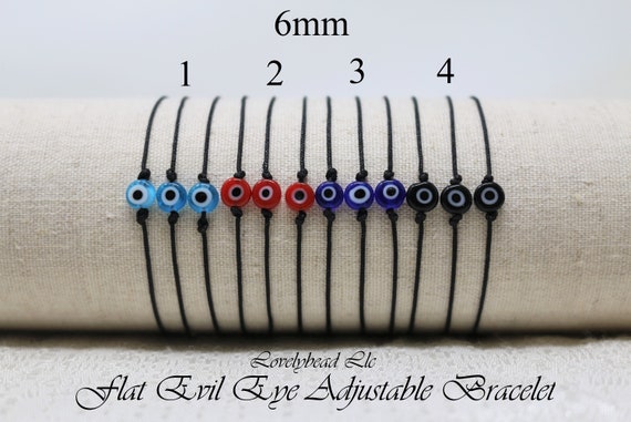 6mm Flat Evil Eye Glass Bead Bracelets reglables bracelet turc de protection des yeux