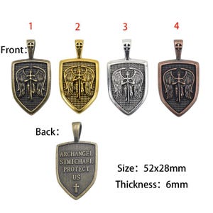 52x28mm St Michael Archangel Lead Free Pewter Charm Pendant, Religious Pendant (F42749)