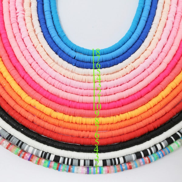2str 4mm BEAUTIFUL Soft AFRICAN Colored VINYL Heishi Beads Clay Disc - 16 inch strand- 2 Strands Per Order- Assorted Colors