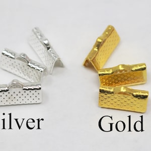 13mm Ribbon End Crimps, Ribbon Cord End Clamps Crimp Beads, End Crimps, Ribbon End Cord Clasps