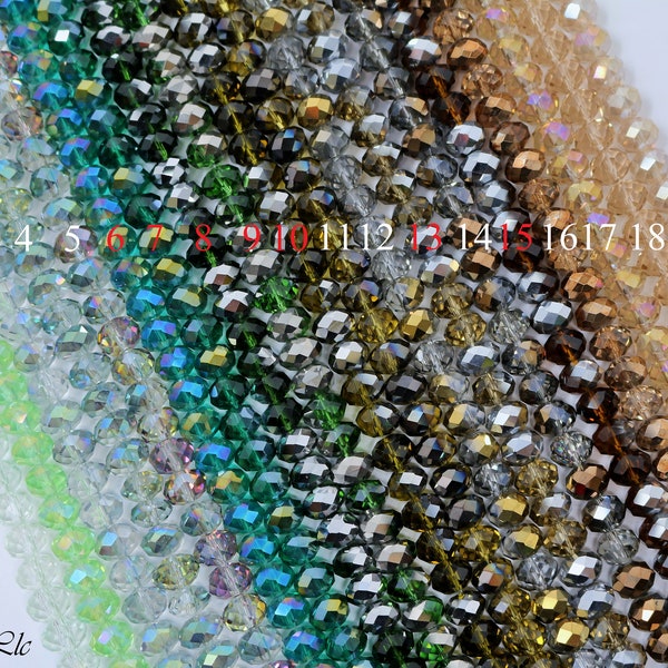 8x6mm Faceted Angelic Crystal Rondelle Bead Strands (15.5 Inches Long) (1 or 10 strands)
