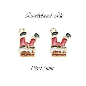 19x13mm Enamel Lead Free Christmas Santa Claus Pewter Charm, Christmas Santa Claus Charm (F61341)