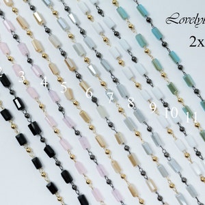 May include: Twelve strands of chain with different colored beads. Each strand has a number from 1 to 12. The beads are 2x4mm. The text "Lovelybead LLC" and "2x4mm" is visible in the image.