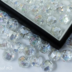 5 pcs Clear AB 48 Cut Faceted Round Crystal Loose Beads for Jewelry Making DIY Crafts Findings