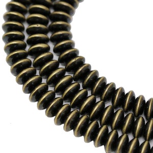 Antique Bronze Rondelle Faux Indian Pearl Bead Strand (14 Inches Long)