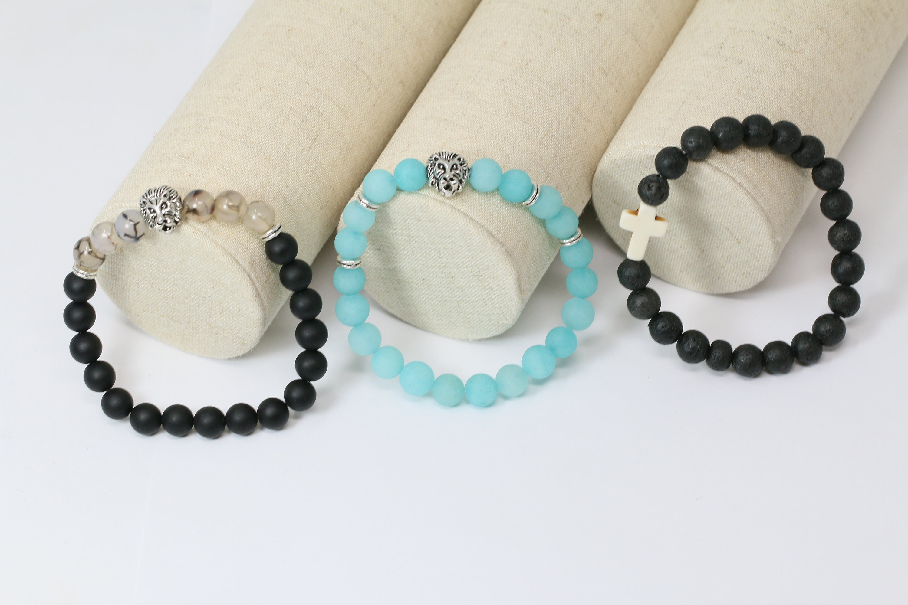 Bracciali Elastici Rotondi In Pietra Preziosa Fatti A Mano Da 8 Mm, Braccialetti Curativi, Bracciali Diffusori Di Olio Essenziale (7,5 Pollici) - Italia