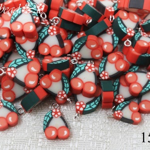 15mm Polymer Clay Cherry Bead Charm