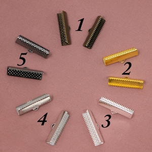 25mm Ribbon End Crimps, Ribbon Cord End Clamps Crimp Beads, End Crimps, Ribbon End Cord Clasps