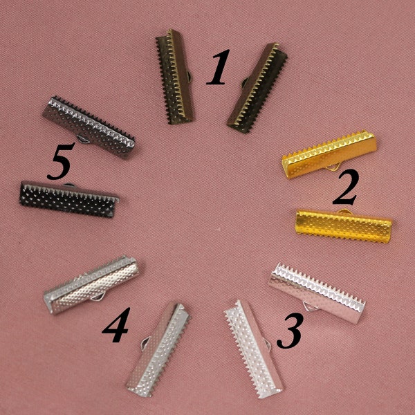 25mm Ribbon End Crimps, Ribbon Cord End Clamps Crimp Beads, End Crimps, Ribbon End Cord Clasps