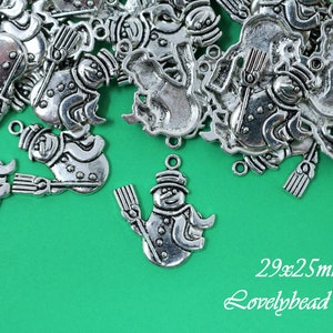 29x25mm Lead Free Pewter Snowman Pendant  (F12729), Christmas Pendant