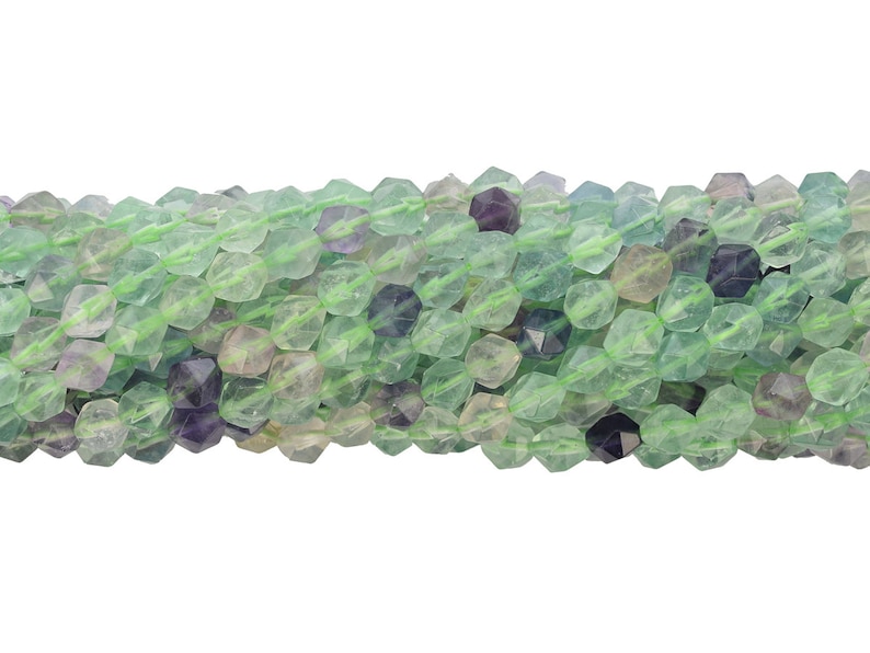 Faceted Fluorite PentagonHexagon Shape Bead Strand 16 Inches Long
