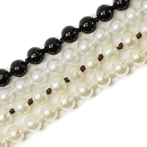 Colliers faits main de perles de verre à double nœud de 10 mm (36 et 52 pouces de long)