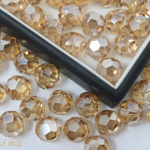 5 pcs Golden Shadow 32 Cut Faceted Round Crystal Loose Beads for Jewelry Making DIY Crafts Findings