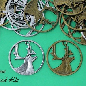 34mm Lead Free Pewter Deer Pendant, Christmas Deer Pendant
