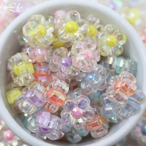 12mm Transparent Acrylic Pastel Color Flower Beads, Bubblegum Beads for Kids Jewelry