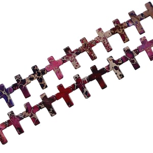 Purple Sea Sediment Jasper 12x16mm Top Drilled Cross Bead Strand (16 Inches Long)