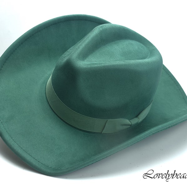 Green Western Cowboy Hat, Country Hat, Western Hat, Rodeo Hat, Wild West Hat, Vintage Cowboy Hat, Cowgirl Hat