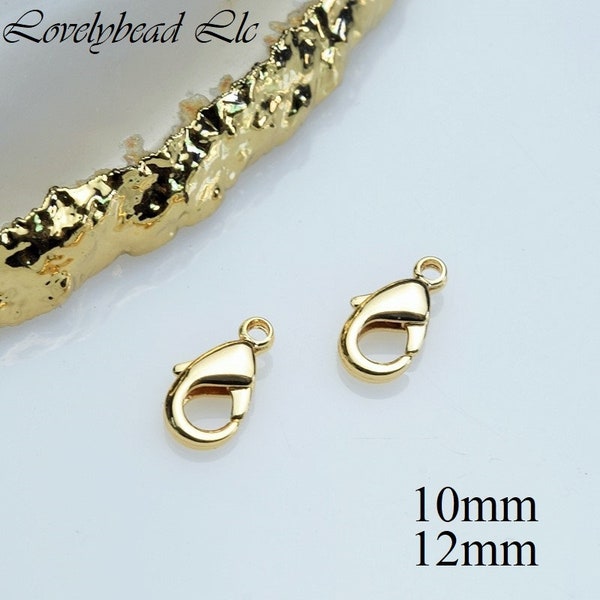 14k Gold Coded Lobster Clasp, Lobster Claw Clasp (10mm, 12mm, 6 pcs per Order)