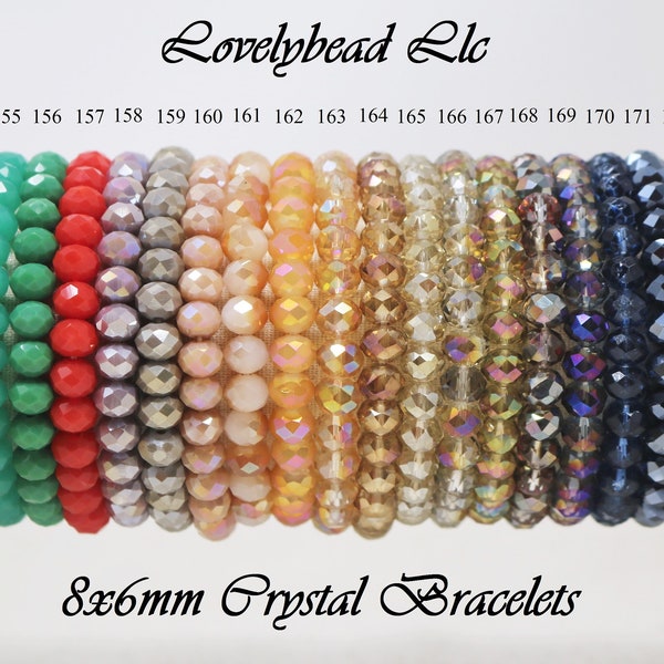 Handmade Stretchy 8x6mm Crystal Bracelets (7.5 inches)