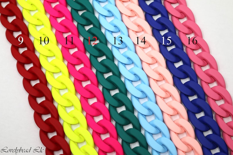 1 Foot Colored Enamel Cable Chunky Acrylic Link Chain (21x30mm) (F464 ...