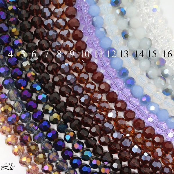 8mm Round Faceted Crystal Bead Strand
