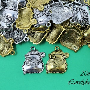 20mm Lood Gratis Tinnen Kerstman Gezicht Charm (F12730), Kerst Charm