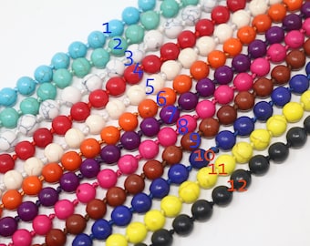 8 mm handgemachte doppelt geknotete runde Howlith-Türkis-Halskette 36 Zoll lang