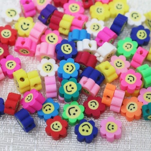 10mm Happy Flower Face Polymer Clay Bead Strand (40 beads in the strand)