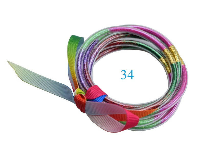 Glitter Bangles Set Glitter Filled Jelly Silicone Bracelets Etsy