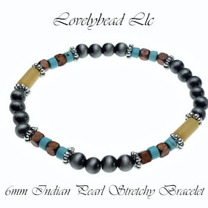 6mm Round Handmade Faux Indian Pearl Stretchy Bracelet (7.5mm Inches)