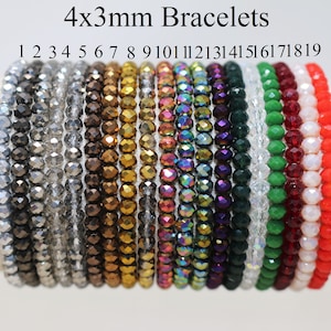 Handmade Stretchy 4x3mm Crystal Bracelets (7.5 inches)