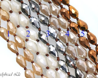 Handmade Long Knotted Crystal Teardrop Necklaces (36 Inches & 60 Inches)