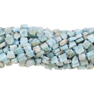 8mm Free Form Smooth Larimar Square Bead Strand (16 Inches Long)