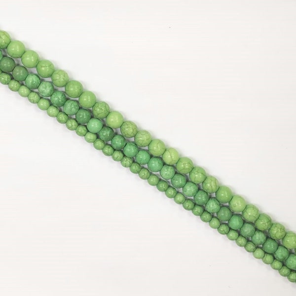 Lime Green Smooth Round Magnesite Turquoise Bead Strand