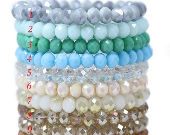 Lovely Bead Handmade Stretchy 8x6mm Crystal Bracelets (7.5 inches),Handmade Knotted Necklaces and Bracelets