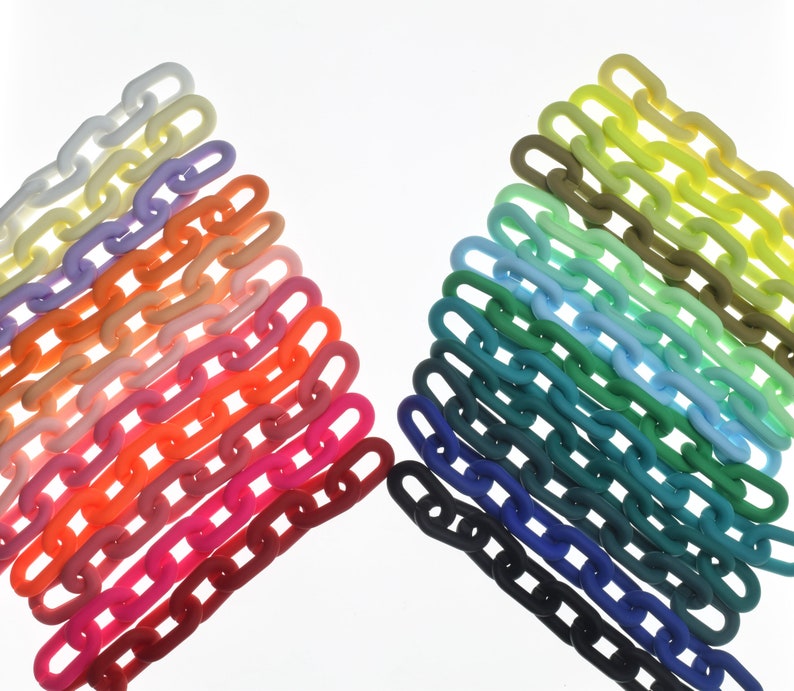 1 Foot Colored Enamel Cable Chunky Acrylic Link Chain (19x31mm) (F864 ...