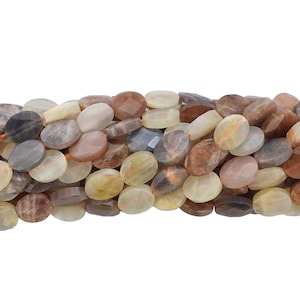 12x16mm lindo fio oval de pedra da lua de arco-íris suave de alta qualidade (15 polegadas de comprimento)