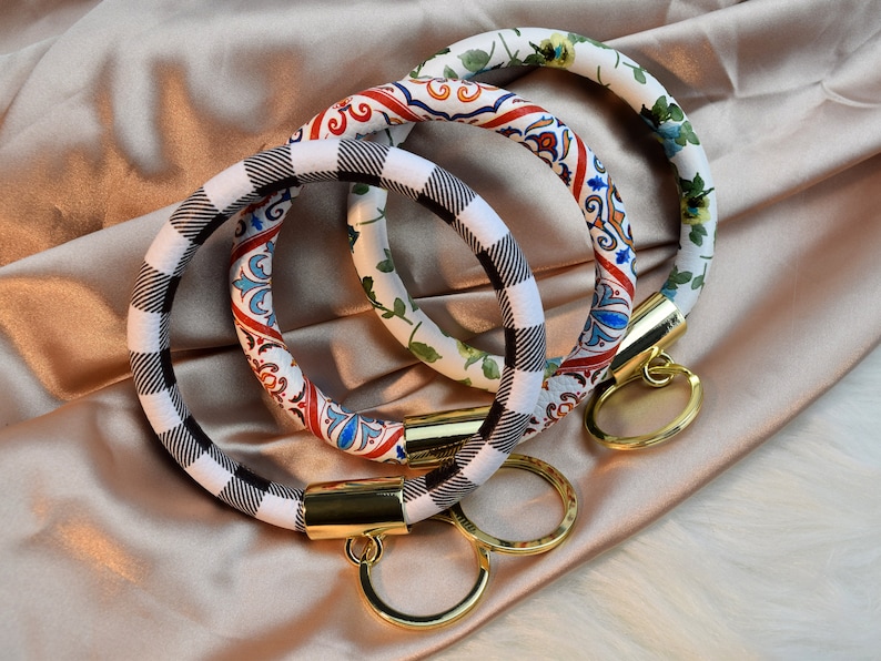 Leather Bangle Keychain Bracelet Key Saver Lanyard Etsy