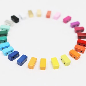 4x8mm Enamel Tila Tile Beads, Rectangular 2-Hole Beads for Bracelets, Trendy Tila Jewelry Making Supplies 25 colors Enamel Tile Beads