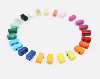 4 x 8 mm Emaille Tila Tile Perlen, rechteckige 2-Loch Perlen für Armbänder, trendige Tila Schmuckherstellung 25 Farben Emaille Tile Perlen