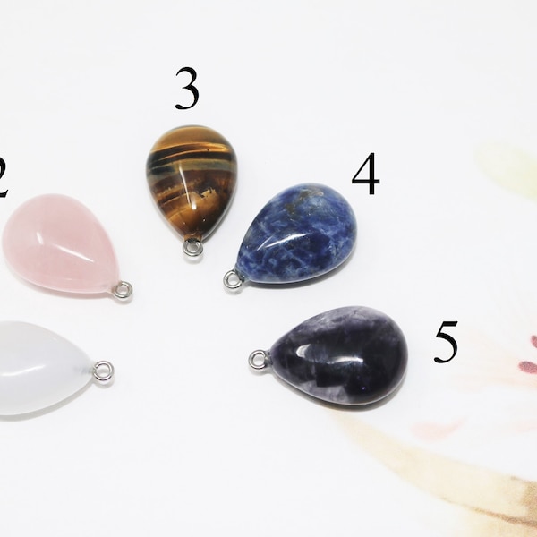 18x25mm Puffy Teardrop Genuine Gemstone Pendant