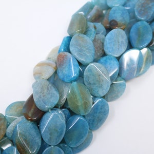Oval Aquamarine agate Gemstone Bead Strand (13 Inches long)