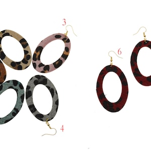 40x60mm Faux Imitation Leather Hollow Oval  Earring Pair