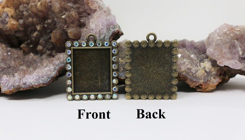 24x29mm Rectangle Rhinestone Bezel Charm Pendant,blank Base Bezel ...