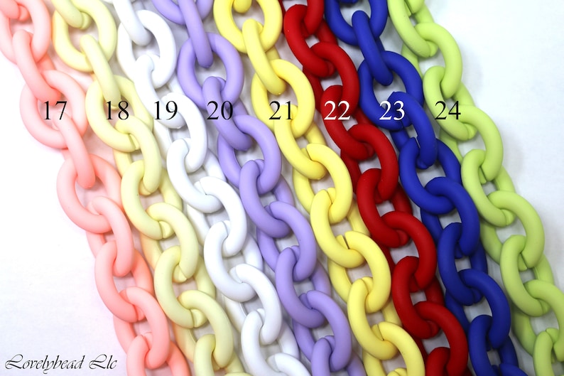 1 Foot Colored Enamel Cable Chunky Acrylic Link Chain (22x27mm) (F880 ...